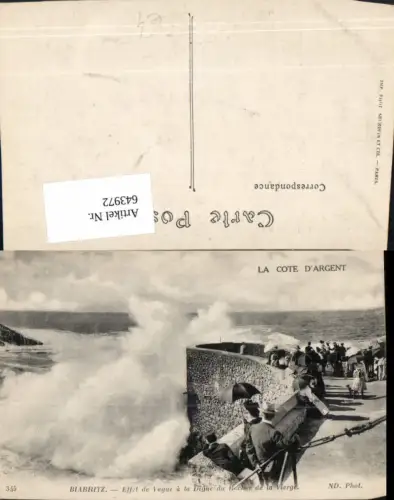 643972,La Cote d Argent Biarritz Effet de Vague a la Digue du Rocher de la Vierge France