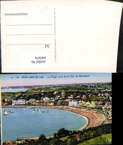 643974,Saint-Jean de Luz La Plage prise de la Tour de Bordagain France