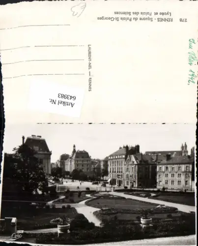 643983,Foto Ak Rennes Square du Palais St Georges Lycee et Palais des Sciences France