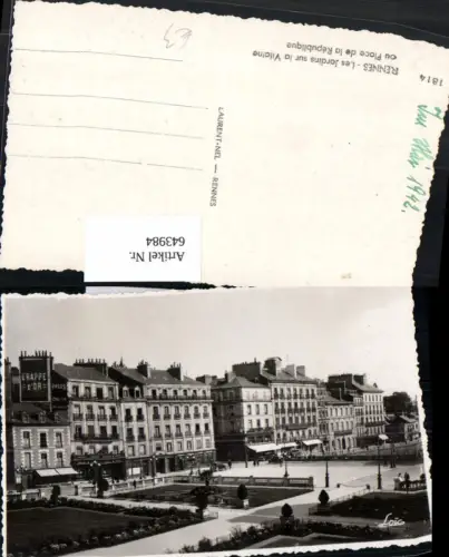 643984,Foto Ak Rennes Les Jardins sur la Vilaine ou Place de la Republique France