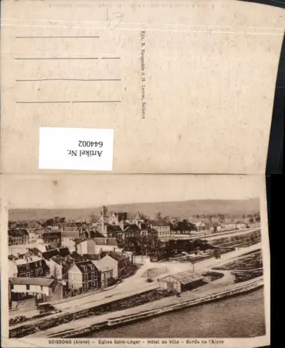 644002,Soissons Aisne Eglise Saint-Leger Hotel de Ville Bords del Aisne Kirche France