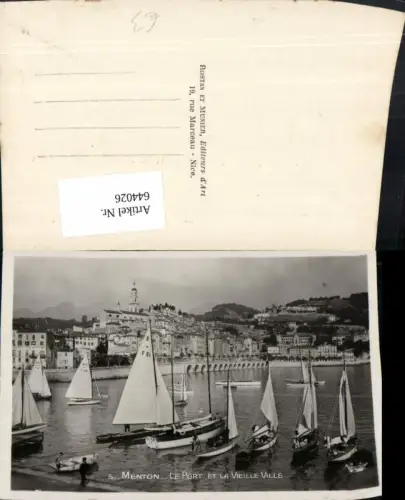 644026,Foto Ak Menton Le Port et la Vieille Ville Segelboote France