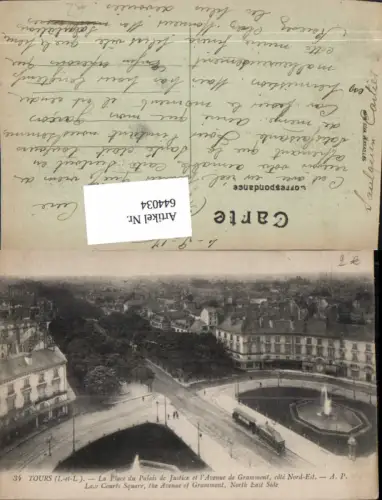 644034,Tours La Place du Palais de Justice et l Avenue de Grammont France