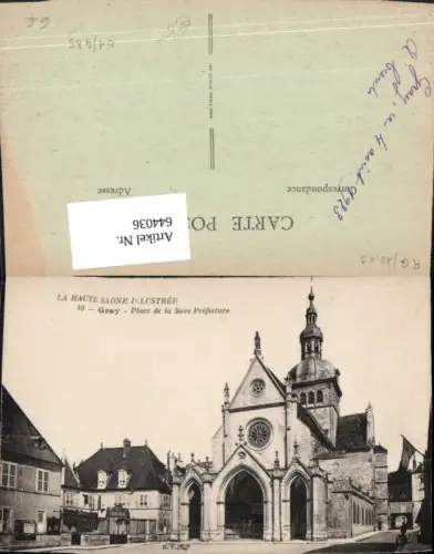 644036,Haute Saone Illustree Gray Place de la Sous Prefecture Kirche France