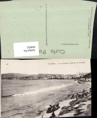 644052,Cannes Vue generale prise de la Croisette Strand Strandleben France