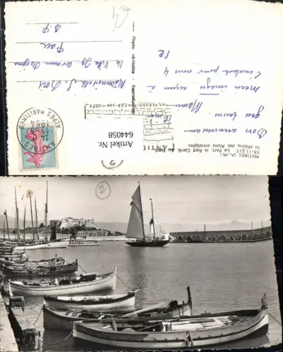 644058,Foto Ak Antibes Le Port le Fort Carre Au fond la chaine des Alpes enneigees France