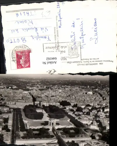 644162,Luftbild Montpellier Herault Le Peyrou le Chateau d Eau et l Arc de Triomphe France