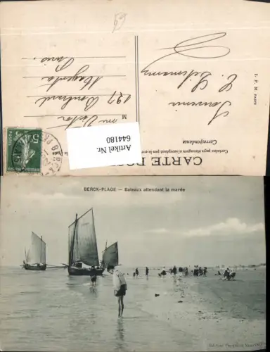 644180,Berck-Plage Bateaux attendant la maree Segelboote Strandleben Strand France