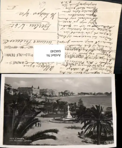 644240,Foto Ak Cannes Les nouveaux Jardins Palmen France