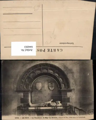 644263,Le Puy Le Tombeau de Mgr. Le Breton eveque du Puy eleve dans la Cathedrale France