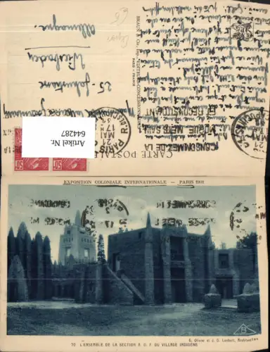 644287,Paris Exposition Coloniale Internationale 1931 Village Indigene France