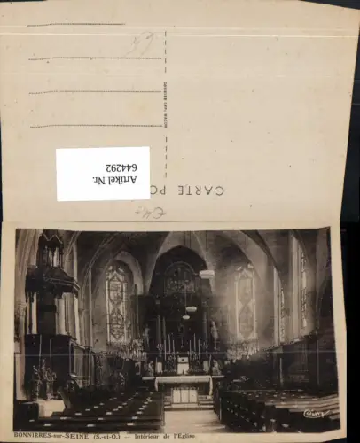 644292,Bonnieres-sur-Seine Interieur de l Eglise Kirche France