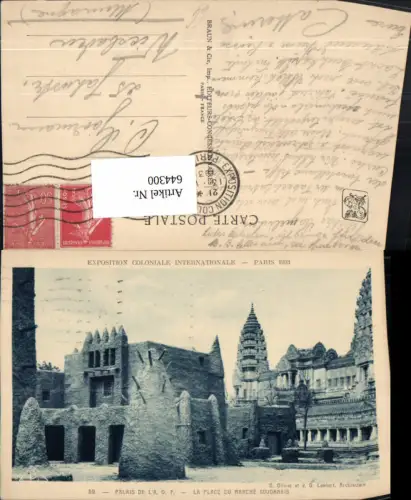 644300,Paris Exposition Coloniale Internationale 1931 La place du Marche Soudannais France