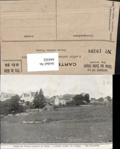 644322,Caisse des Ecoles Laiques de Dijon Colonie scolaire de Crepey France