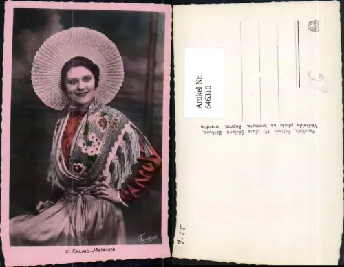646310,Foto Ak Calais Matelote Frau Tracht Hut Mode France