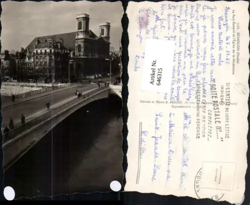 646315,Foto Ak Besancon Doubs Le Pont Battant et l Eglise de la Madeleine Kirche Brücke France