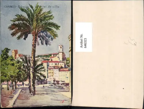 646323,Künstler Ak Cannes Palmier L Hotel de ville Palme France
