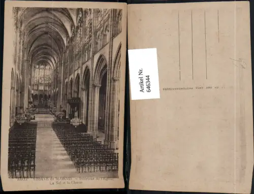 646344,Abbaye de St-Denis Interieur de l Eglise La Nef et le Choeur Kirche Innen France