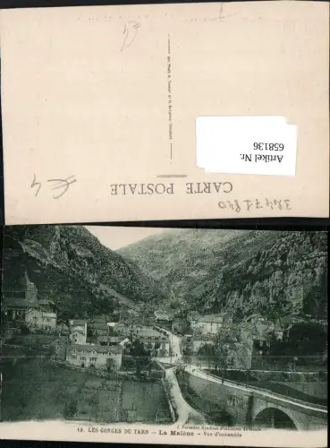 658136,Les Gorges du Tarn La Malene Vue d ensemble Brücke France