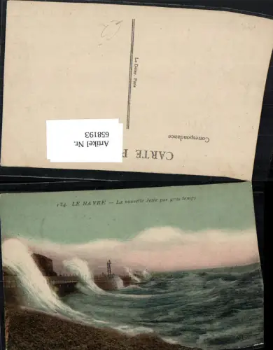 658193,Le Havre La nouvelle Jetee par gros temps Brandung Küste France