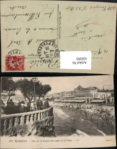 658205,Biarritz Vue sur le Casino Municipal et al Plage Strand Strandleben France