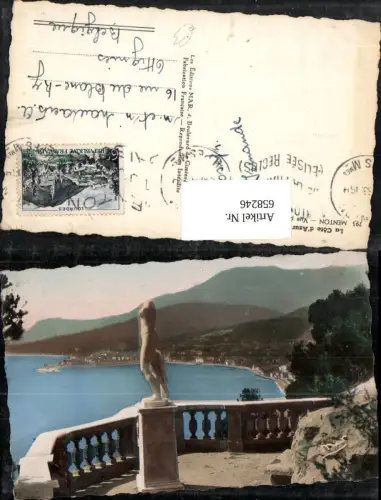 658246,La Cote d Azur Menton Vue prise du Chateau Varonoff Statue France