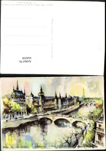 658258,Künstler Ak Girard Paris La Sainte Chapelle La Tour Eiffel France