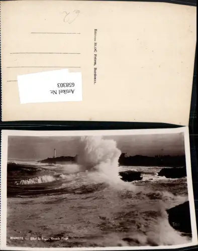 658303,Biarritz Effet de Vague Grande Plage Brandung Leuchtturm France