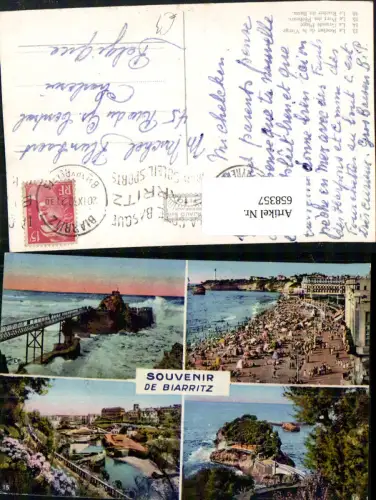 658357,Mehrbild Ak Souvenir de Biarritz La Grand Plage Strand Strandleben France