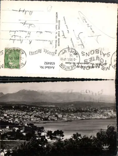 658492,La Cote d Azur Antibes Vue generale et les Alpes France