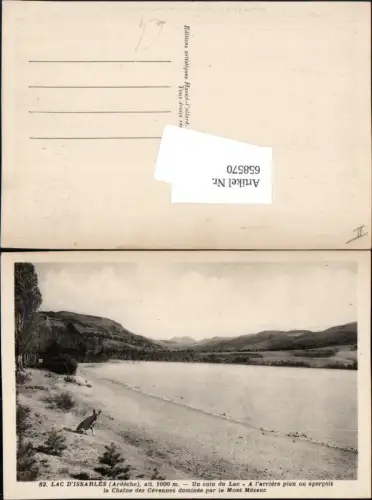 658570,Lac d Issarles Ardeche La Chaine des Cevennes dominee par le Mont Mezenc France