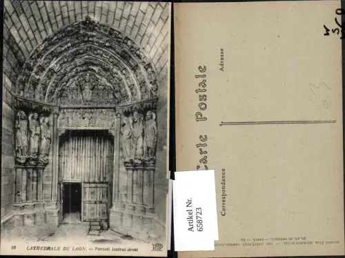 658723,Cathedrale de Laon Portail lateral droit France