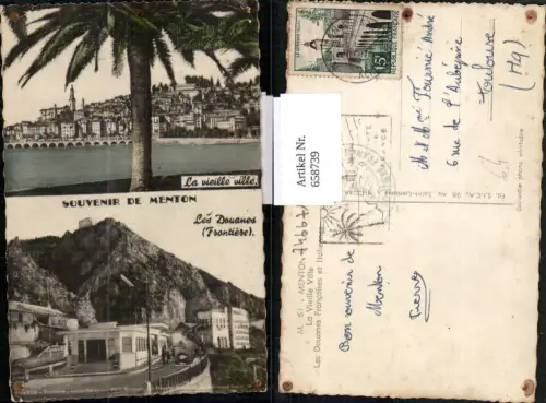 658739,Mehrbild Ak Menton La Vieille Ville Les Douanes Francaises et Italiennes France