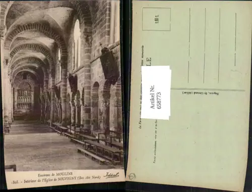 658773,Environs de Moulins Interieur de l Eglise de Souvigny Bas cote Nord France