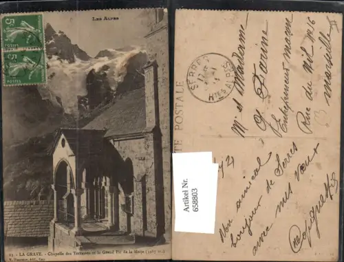 658803,La Grave Chapelle des Terrasses et le Grand Pic de la Meije France