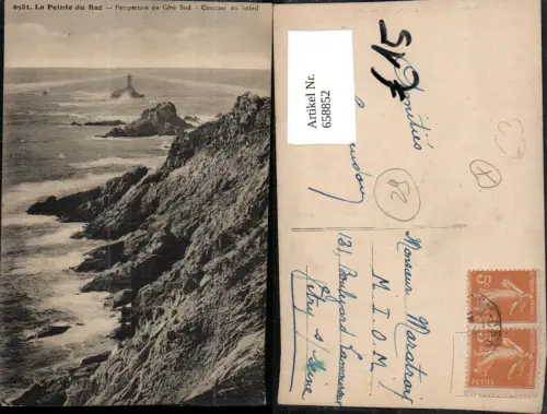 658852,La Pointe du Raz Perspective du Cote Sud Coucher du Soleil France