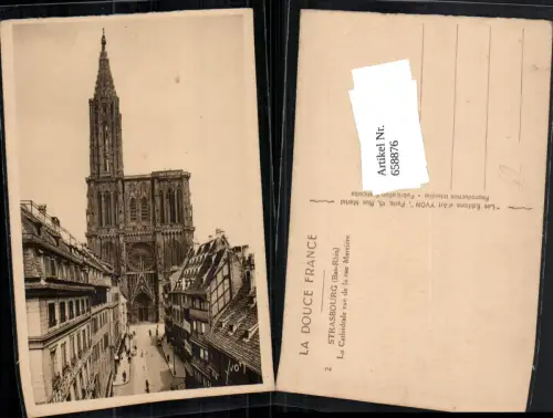 658876,Strasbourg Bas-Rhin La Cathedrale vue de la rue Merciere France