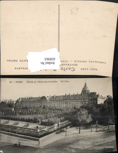 659363,Paris Facade de l Hotel des Invalides France