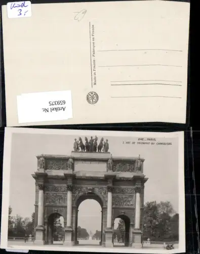 659375,Foto Ak Paris L Arc de Triomphe di Carrousel France