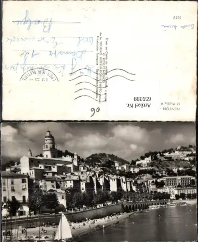 659399,Menton Plage de Sablette et Vieille Ville France