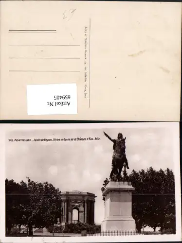 659405,Montpellier Jardin du Peyrau Statue de Louis XIV et Chateau d Eau France