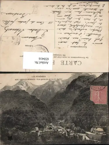 659416,Les Pyrenees Eaux-Bonnes Vue generale et le pic de Ger France