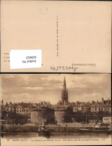 659423,Saint-Malo Les Quais et la Grande Porte Schiff France