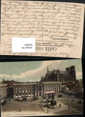 659450,Reims La Place Royale et la Cathedrale France