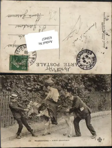 659457,Montmorency L Ane recaleitrant Frau auf Esel France