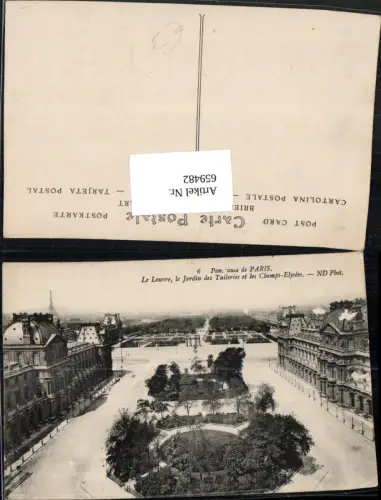 659482,Panorama de Paris Le Louvre Le Jardin des Tuileries et les Champs-Elysees France