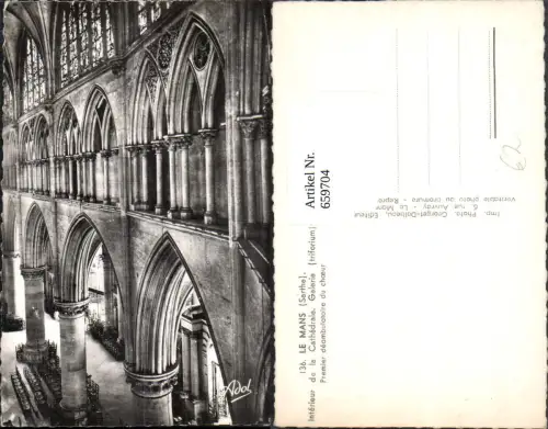659704,Le Mans Sarthe Interieur de la Cathedrale Galerie triforium France