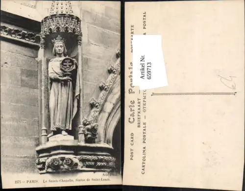 659713,Paris La Saint-Chapelle Statue de Saint-Louis France