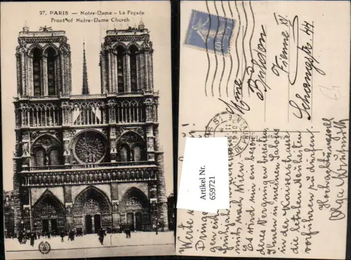 659721,Paris Notre-Dame La Facade Front of Notre-Dame Church France