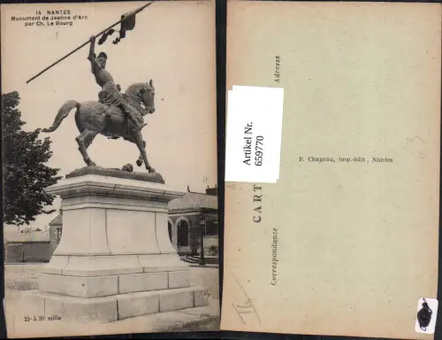 659770,Nantes Monument de Jeanne d Arc par Ch. Le Bourg France